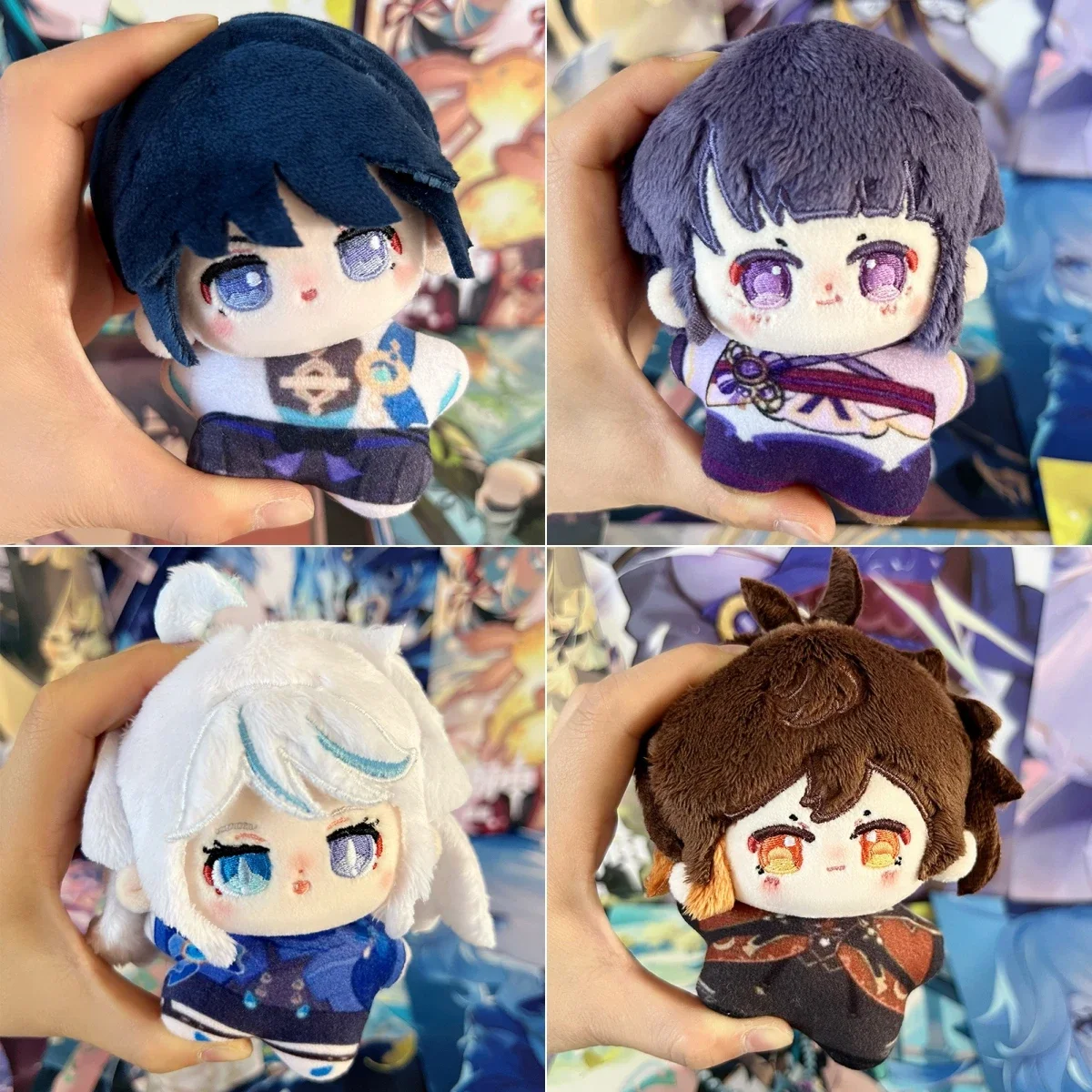 10cm dessin animé Zhongli Xiao Raiden Shogun Furina Wanderer poupée mignon Genshin Impact peluches en peluche jouet cadeaux d'anniversaire fille