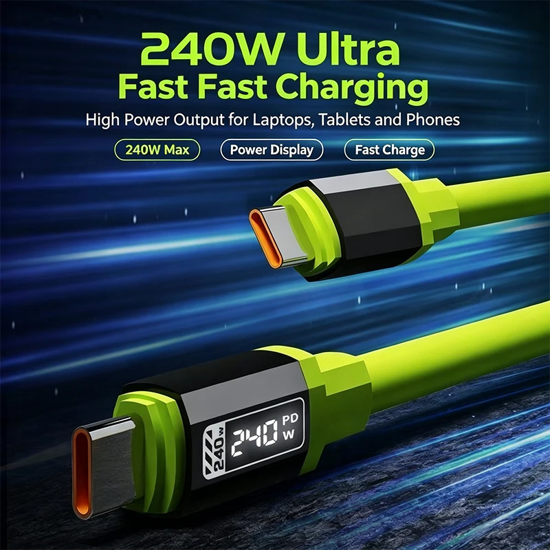 240W PD USB to Type C and Type C to Type C Fast Charging Phone Charger Data Cord High Power For iPhone Huawei Quick Charge Wire