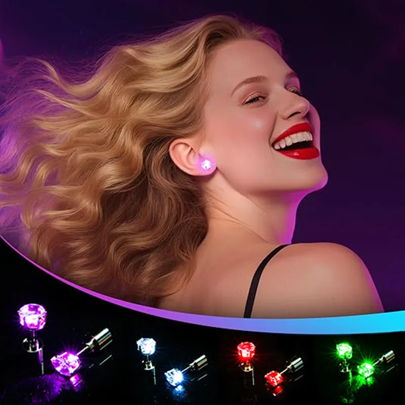 1/5Pair LED Earring Bar Club Glowing Earring Women Ear Accessories Light Up Bling Ear Stud Gogo Dance Fashion Jewelry