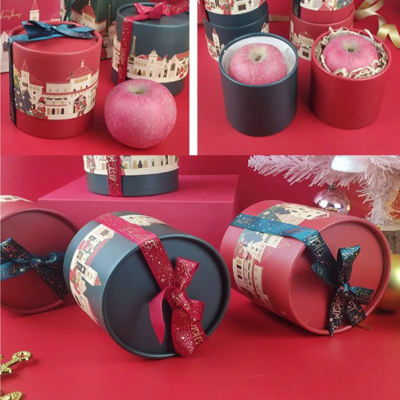 Caja de dulces de Navidad, caja de embalaje de regalo de manzanas de Nochebuena, cajas de postres para pastel de Navidad, suministros de decoración navideña