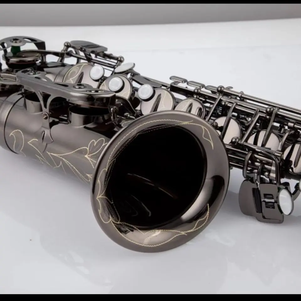 Western musical instrument mid-range E-saxophone customized black nickel full body carving manufacturer customized low price