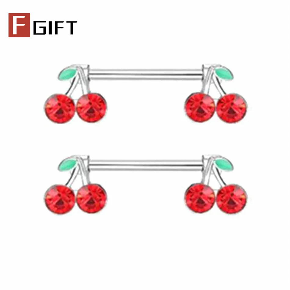 1 paire de jolis anneaux de poitrine en cristal rouge cerise 14G en titane, piercing pour les tétons, bijoux corporels, accessoires sexy pour femmes, ornements