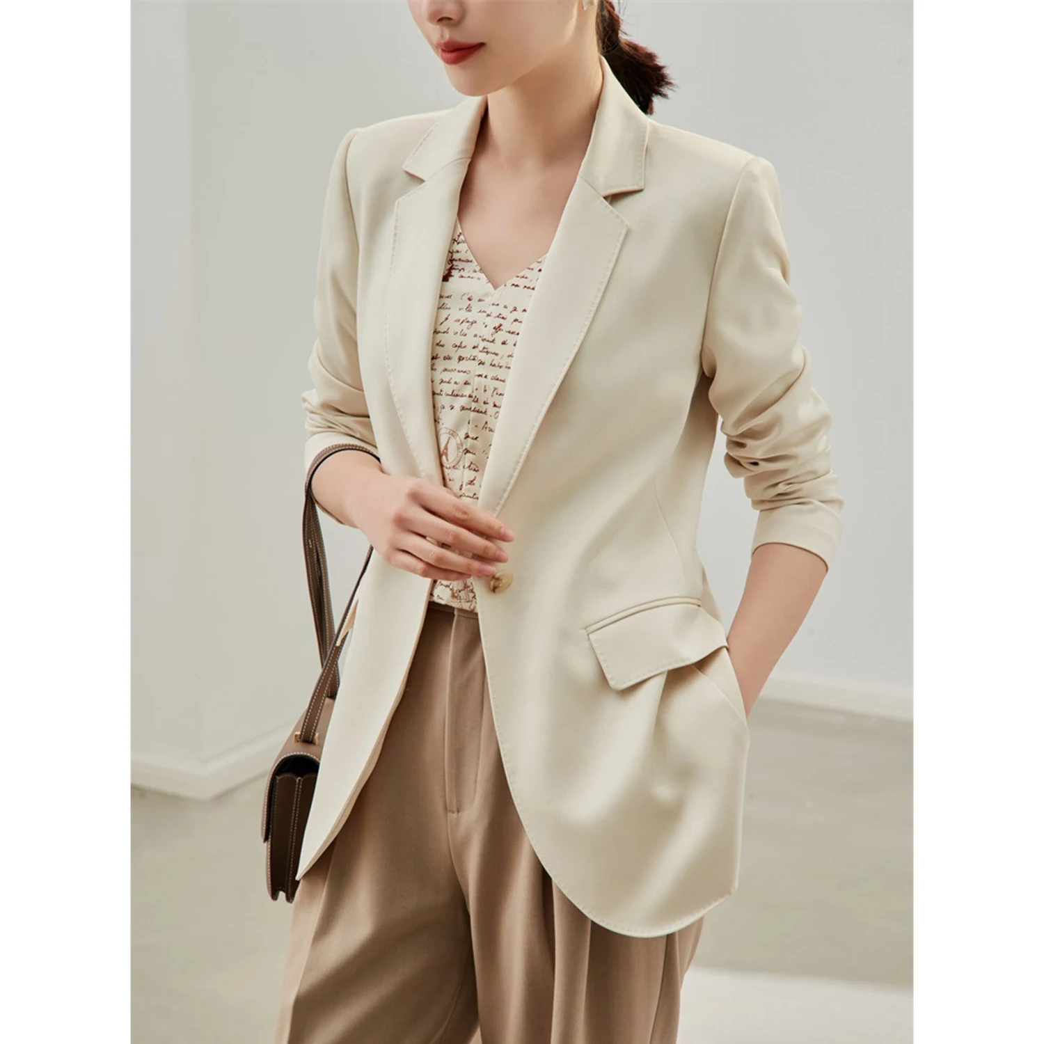 

Allingentle Women's Acetate Satin Blazer Fashion Jacket Suit Blazer for Cocktail Party Daily Business Outfits Customize