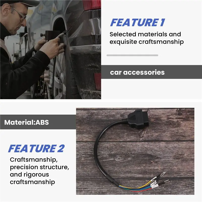 A73Q-16 Pin OBD OBD2 Female K Line CAN Line Jumper Tester Connector Car Diagnostic Extension Cable Cord Pigtail