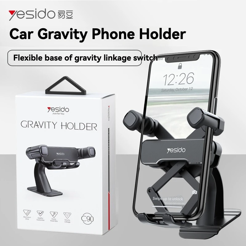 Yesido حامل هاتف السيارة وحدة التحكم المركزية حامل سطح المكتب الجاذبية المنحنية لحامل الهاتف المحمول لشخص كسول