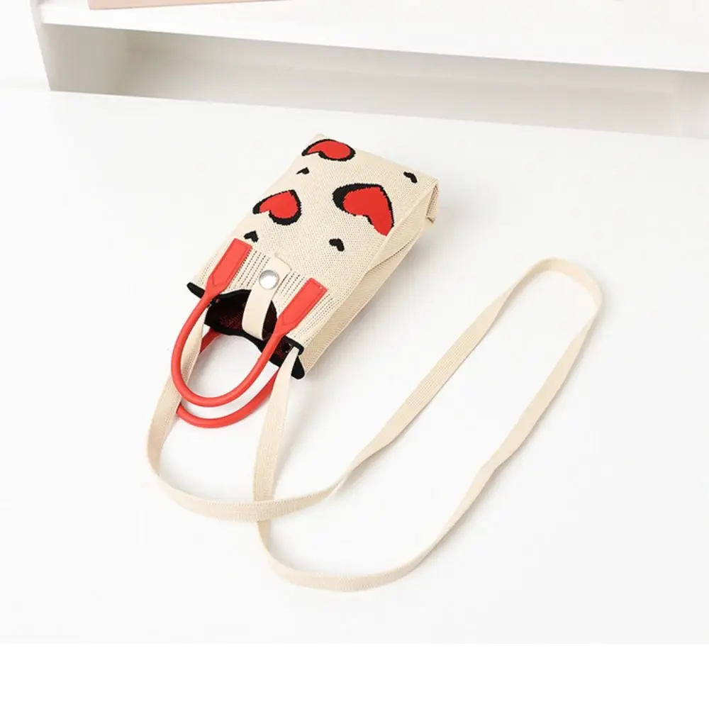 New Cartoon Knit Handbag High-capacity Knit Knot Wrist Bag Mini Phone Bag Student