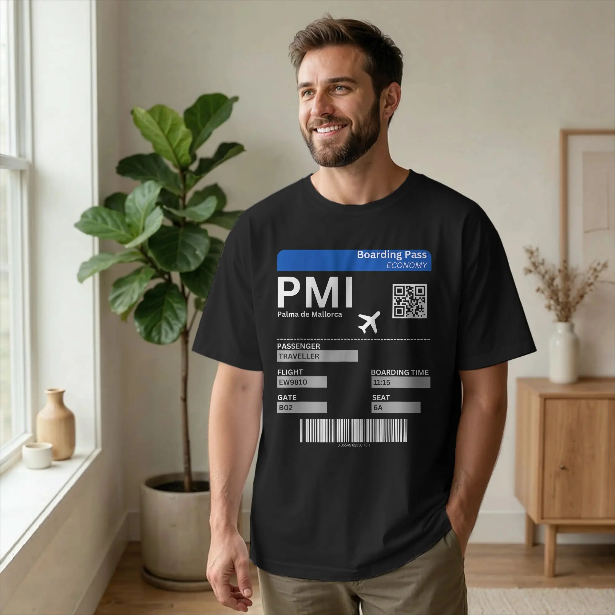 Men T-Shirts Boarding Pass Mallorca Spain Holiday Funny Cotton Tee Short Sleeve Palma Ticket T Shirts Round Neck merch Printed
