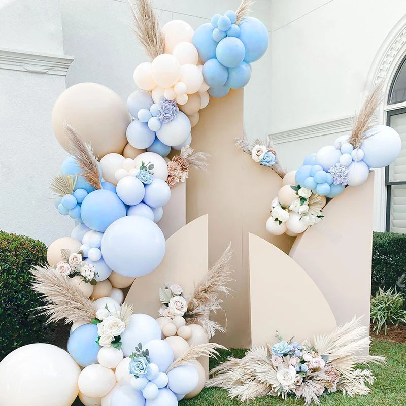 Kit d'arche de guirxiété de ballons bleus macaron, ballons en latex abricot bleu, fête d'anniversaire, fête préChristophe, fournitures de décoration