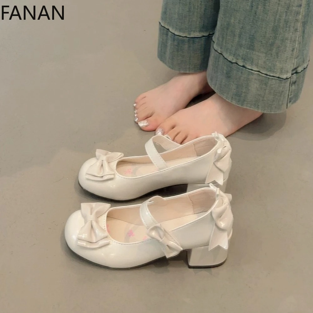 

Kawaii Lolita, женская обувь на платформе, милые туфли Мэри Джейн на плоской подошве с круглой головкой для женщин, повседневные милые туфли-лодочки на высоком каблуке