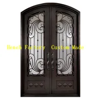 Black Frame Exterior Balcony Wrought Iron Doors Home Double Security Main Gate Price 3