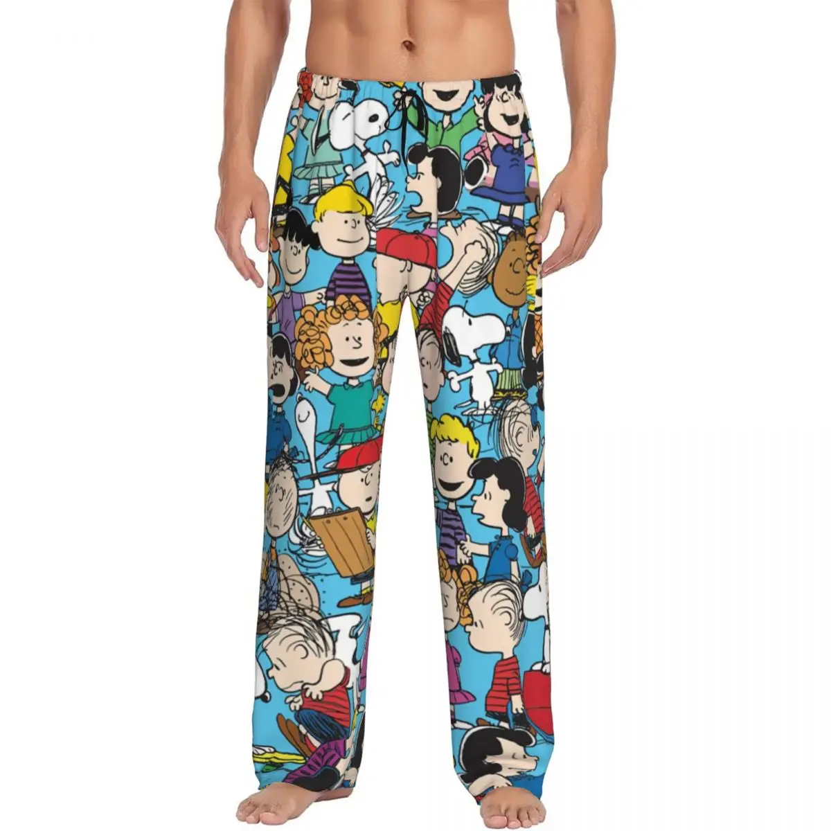 

Custom Manga Snoopy Woodstock Cartoon Dog Pajama Pants Sleepwear for Men Elastic Waistband Sleep Lounge Bottoms with Pockets