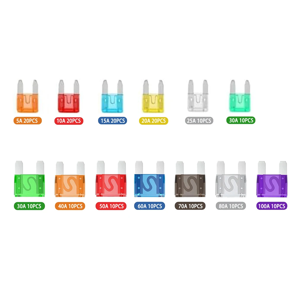 170Pcs Blade Fuse Assortment Kit Maxi fuse (30A -100A )+Mini Fuse (5A-30A ) Replacement for Marine,RV,Camper, Boat, Truck