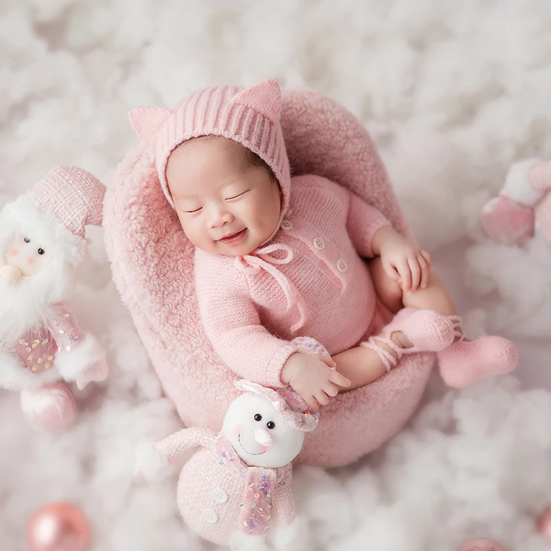 Christmas Snowman Doll Newborn Photography Props Baby Posing Elk Doll Christmas Snowman Decoration Accessory Photo Prop For Kids