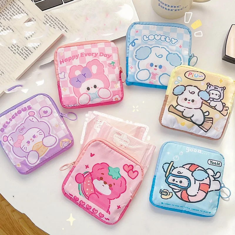 

Cartoon Large Capacity Tampon Storage Bag Teenage Portable Menstrual Bag Cute Sanitary Napkin Storage Bag Coin Purse Storage Bag