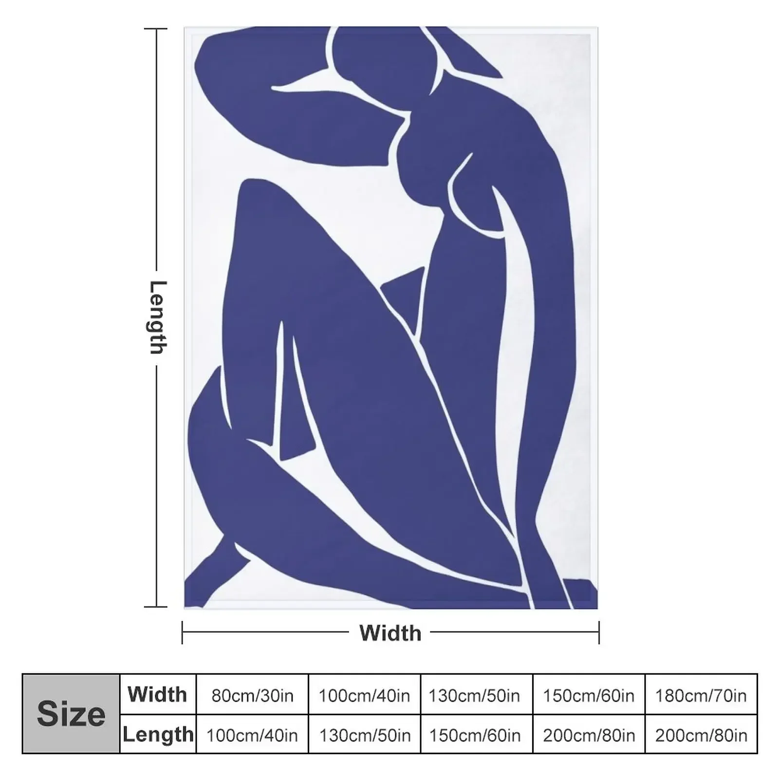 Matisse Cut Out Figure #2 Blue Throw Blanket Luxury Throw Picnic Blankets