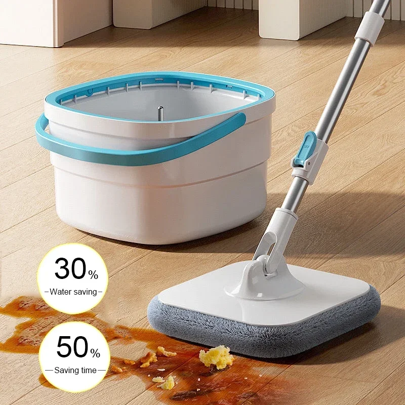 Flat Mops Floor Cleaning Tools Easy To Drain Squeeze Mop Household Cleaning 360° Spin Mop Home Floor Mop Cleaning Brooms