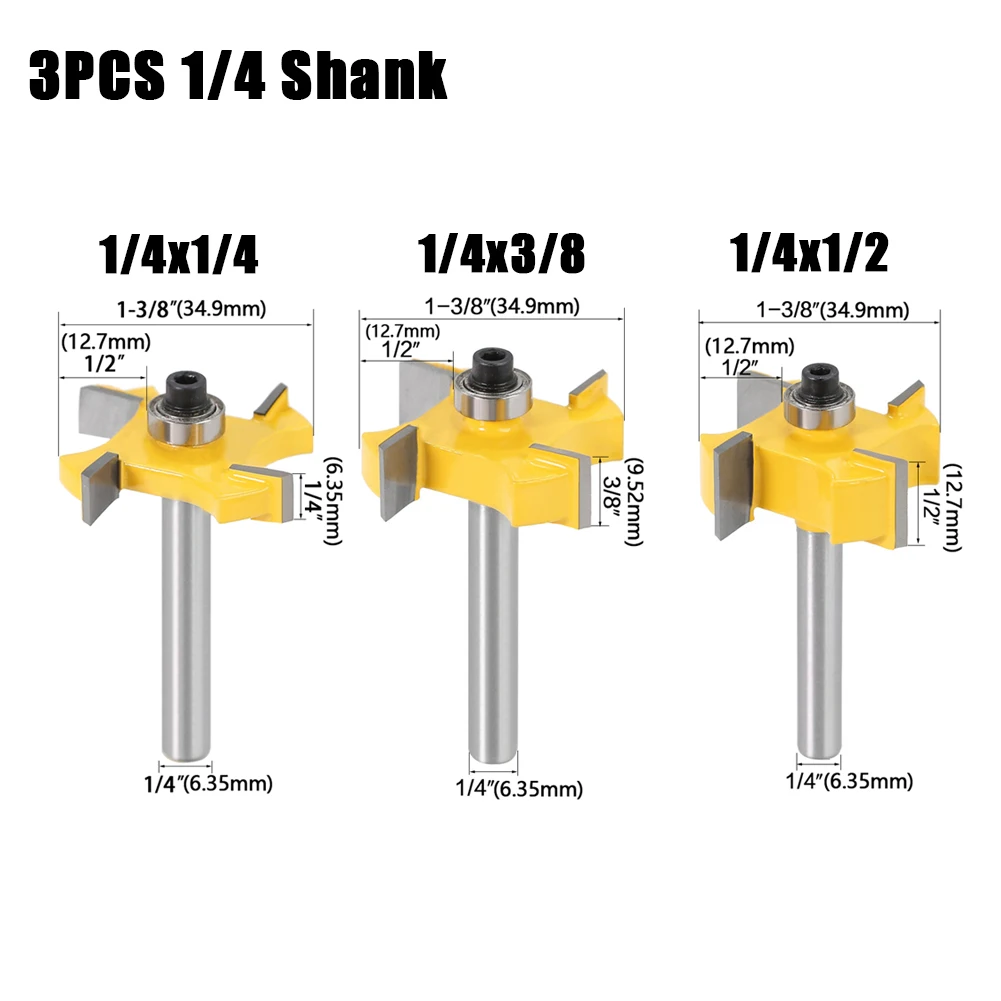 6mm 1/4 inch Shank T type bearings wood milling cutter Industrial Grade Rabbeting Bit woodworking tool router bits for wood