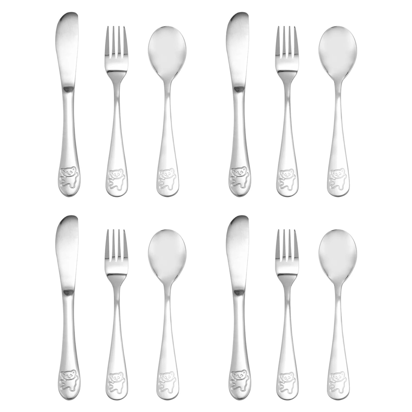 AB45 12Pieces Kids Silverware Set Children's Safe Stainless Steel Utensil Kids Cutlery Set Metal Toddler Utensils