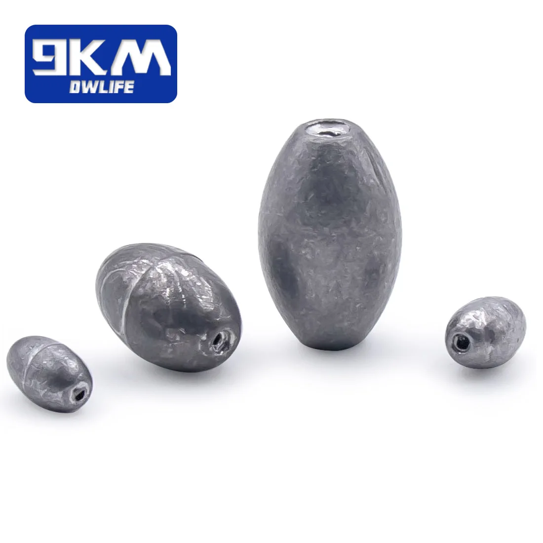 9KM 10Pcs Lead Egg Sinkers Olive Shape, Fishing Weights for Freshwater Saltwater Terminal Tackle