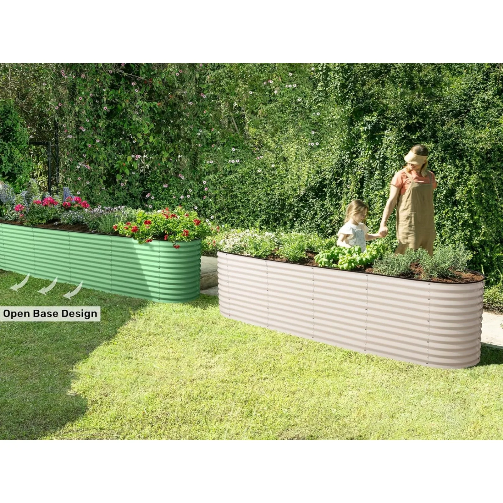 US 9-in-1 Galvanized Raised Garden Beds Outdoor // 8×2×2.5 ft Modular Planter for Gardening, Vegetables, Flowers // 32