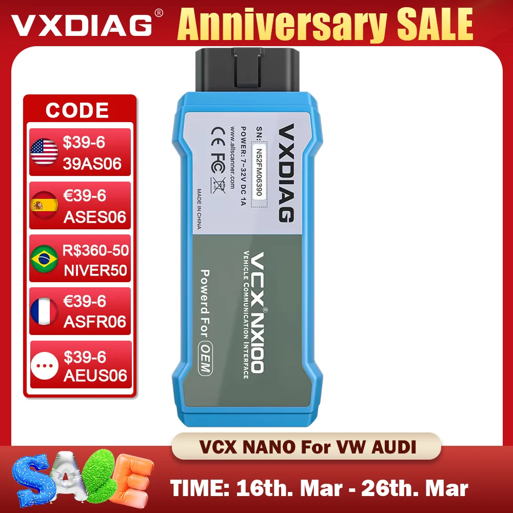 VXDIAG VCX NANO NX100 For VW J2534 Programming 5054A 6154A ECU Coding All System Diagnostic Tool For Audi WIFI Scanner