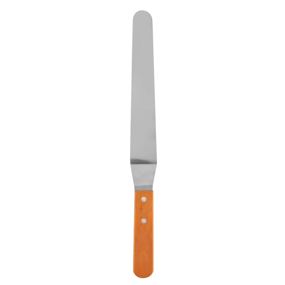 Stainless Steel Blade Cake Spatula Smooth Flat Blade Food Grade Offset Spatula Rounded Tip Riveted Handle Palette Knife
