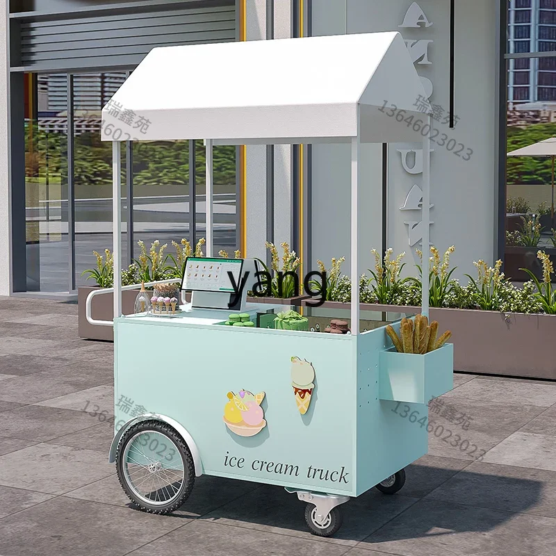 YJQ Ice Cream Stall Car Mobile Sale Desktop Ice Cream Display Cabinet Commercial Snack Dining Car