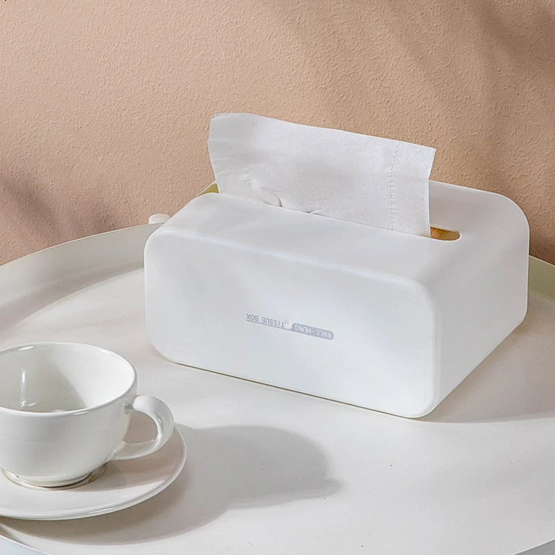 Wall Mounted Adhesive Tissue Box Napkin Holder Desktop Tray Bathroom Paper Towel Storage Box Kitchen Napkin Container Organizer