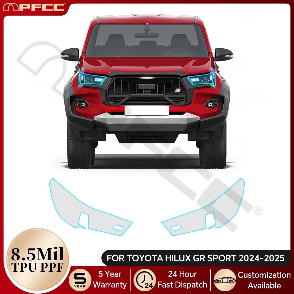 

For Toyota Hilux GR Sport 2024-2025 Car Headlight Rearview B Pillars Film Pre-cut Clear PPF TPU Protection Film Anti-Scratch Kit