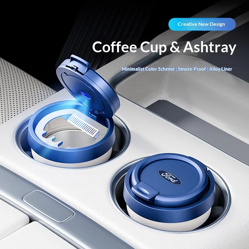 

For Ford Mondeo Focus Explorer Escape Kuga Everest Bronco F-150 Ranger Transit Car-Mounted Coffee Cup Style Ashtray