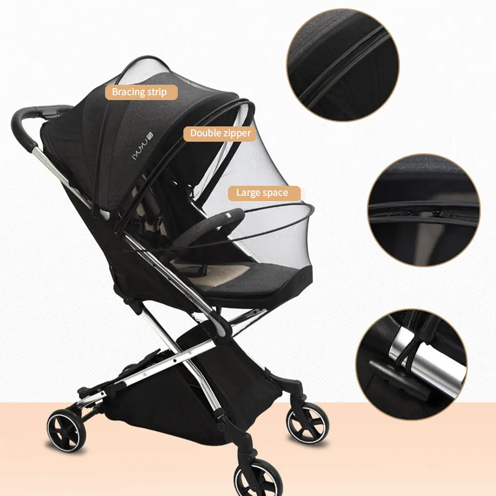 Mosquitera para cochecito de bebé, carrito de cochecito de malla con cremallera, protector contra insectos, malla segura, protección para bebés, accesorios para cochecito de bebé