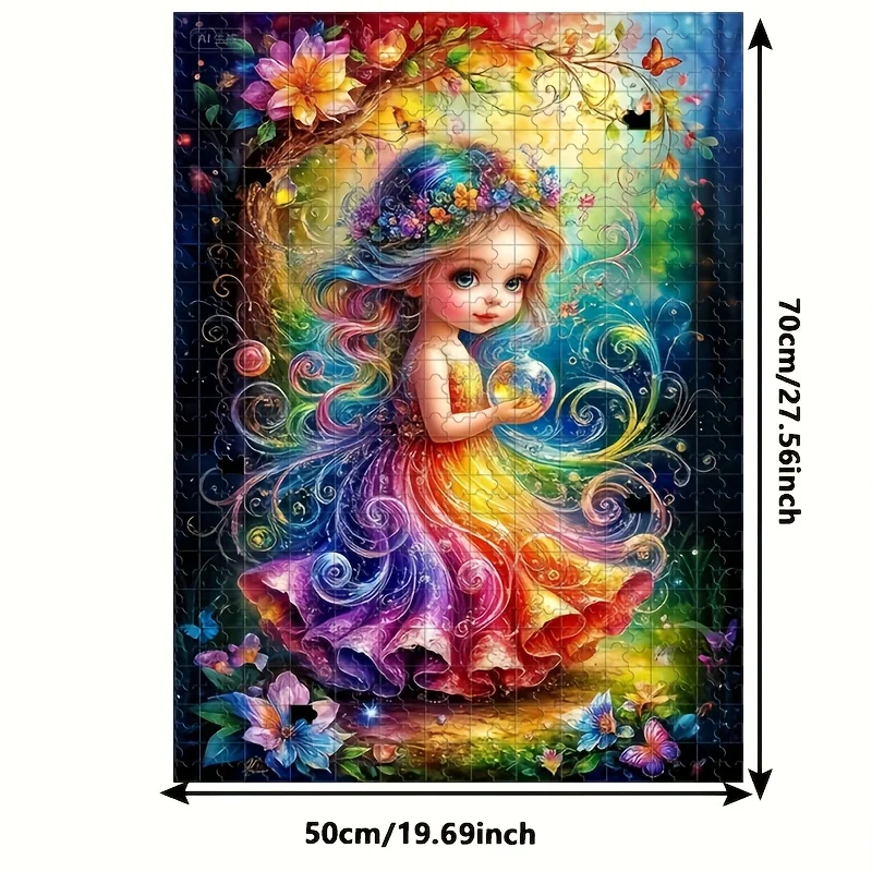 1000pcs Magical Fairy Girl Jigsaw Puzzle with Glowing Fairy & Floral Garden - Challenging Large Jigsaw for Adults & Families,