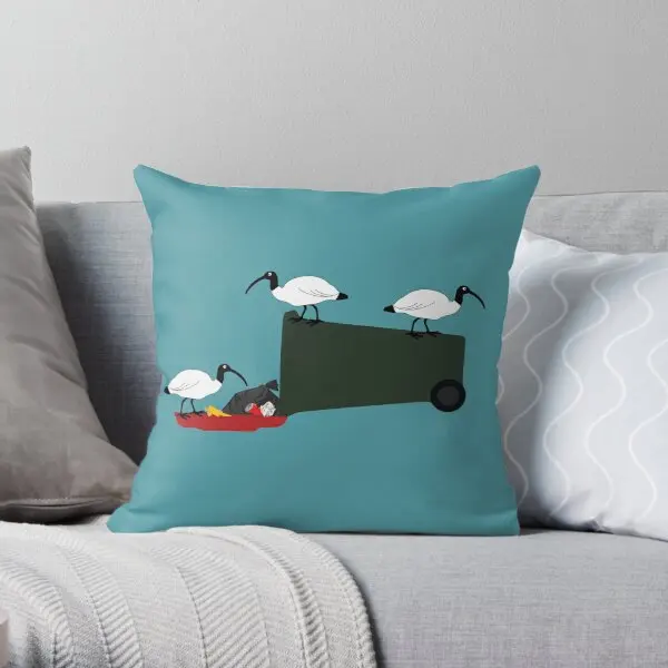 

Bin Chickens Eating Lunch On Sea Blue Printing Throw Pillow Cover Comfort Sofa Decorative Throw Pillows not include One Side