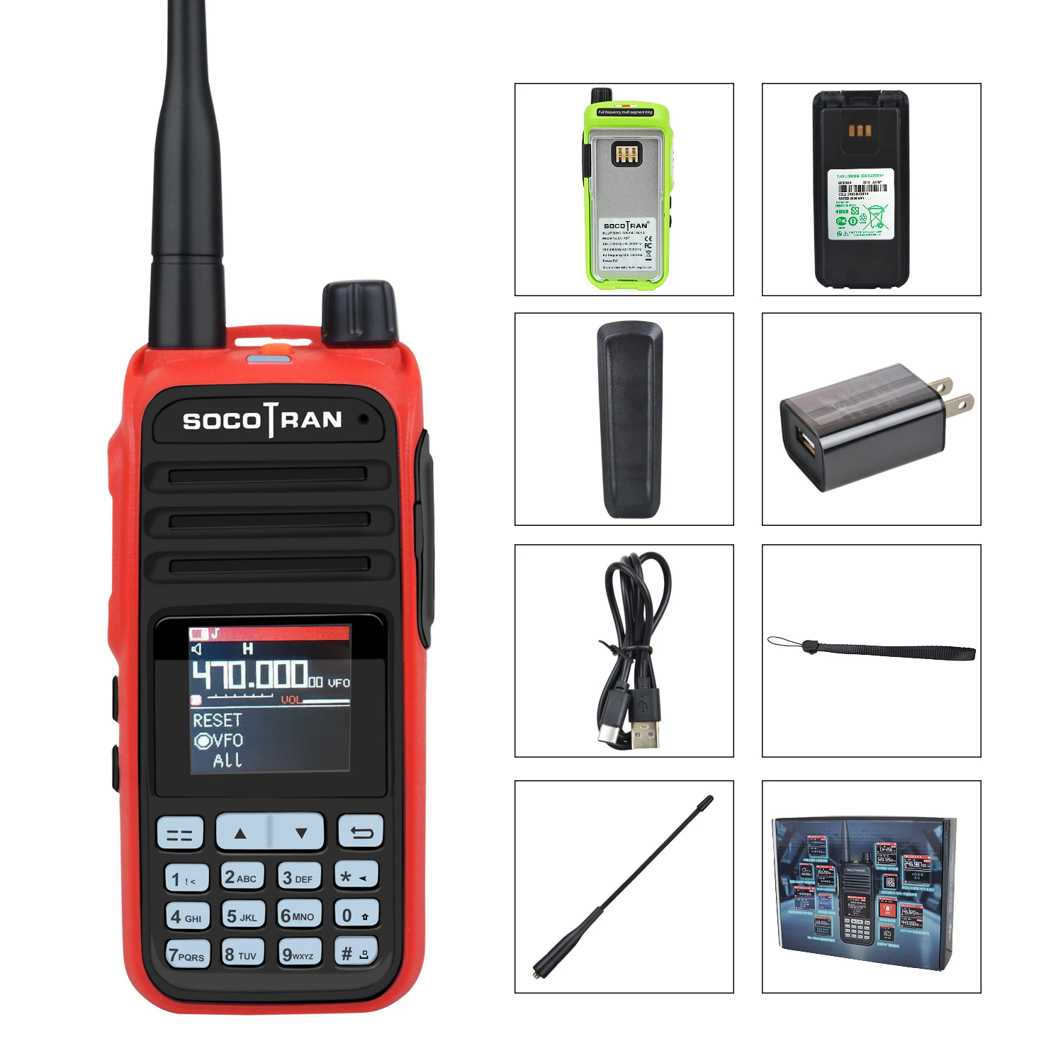 Imagem -06 - Socotran-portable Colorido Walkie Talkie Air Band 5w Bandas Amador Ham Two Way Radio Ep-uva37 w Scrambler Freqüência sem Fio