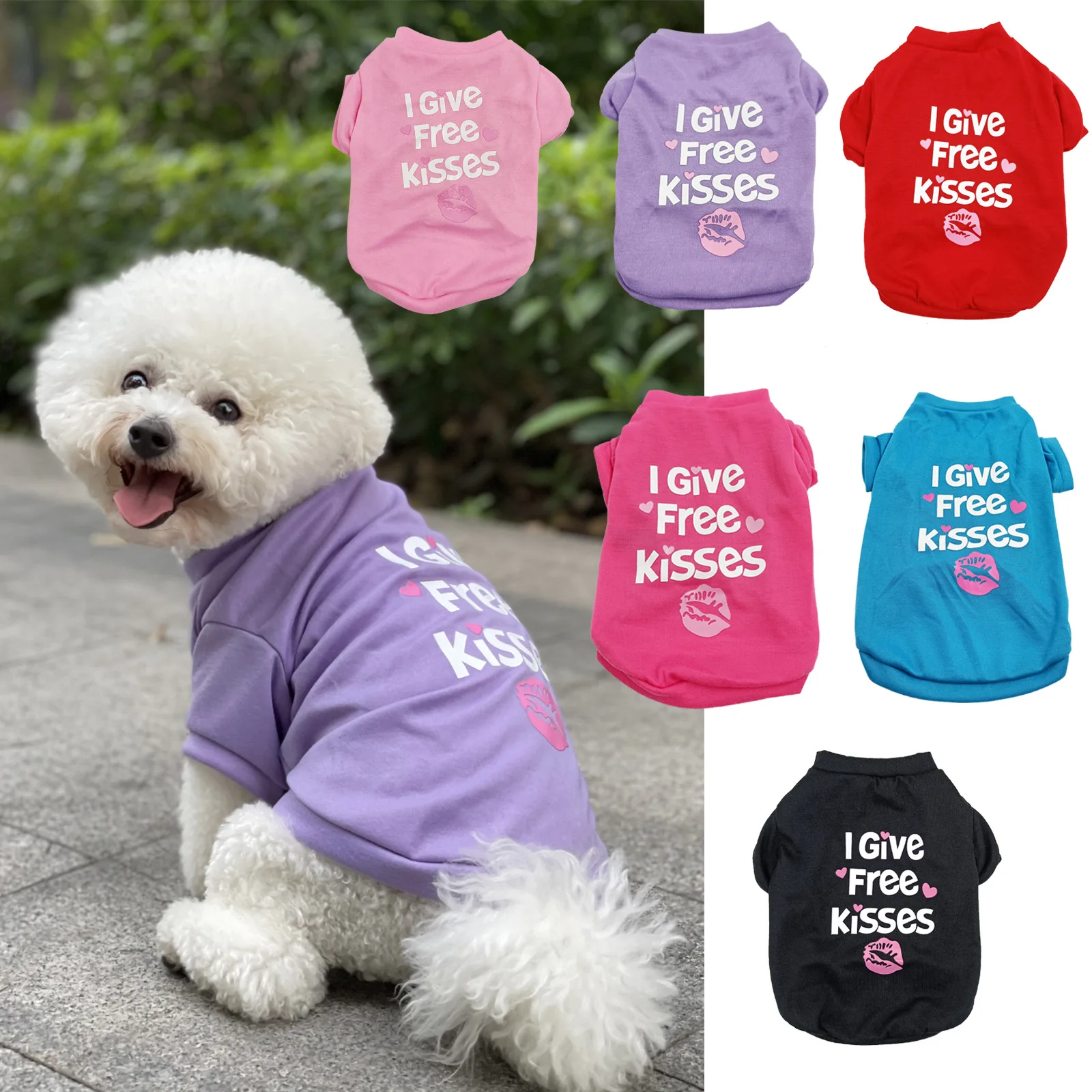 

Wholesale Pet Dog Clothes Summer - Printed Short Sleeve T-Shirt & Vest Cute Breathable Puppy Outfit for Small Medium Large Dogs