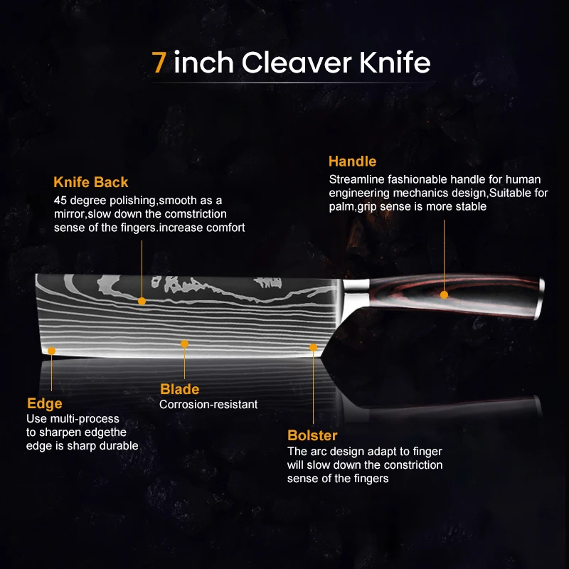 Kitchen Knife Set Professional Japanese Chef Knives 7CR17 High Carbon Stainless Steel Meat Santoku Paring Knife