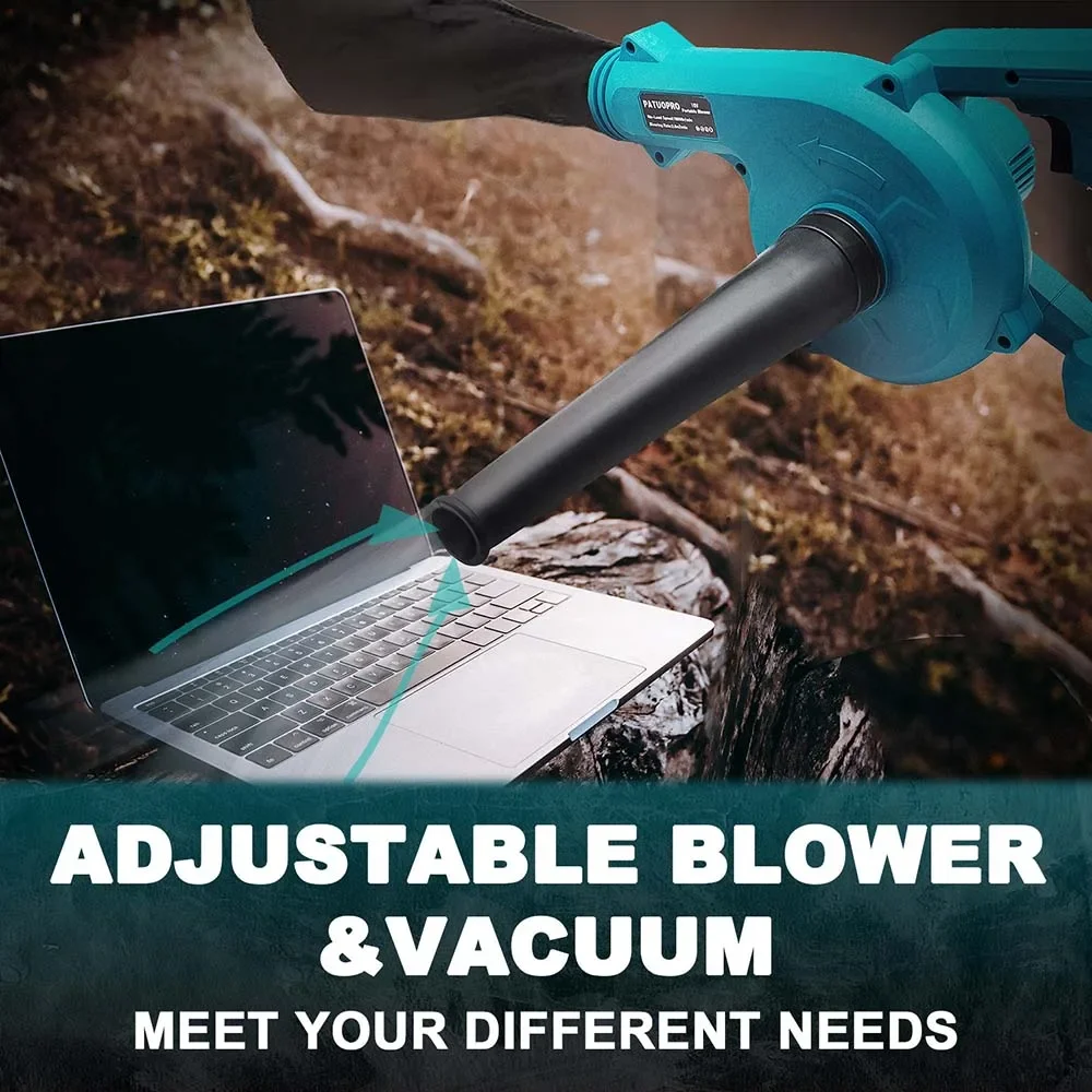 Adjustable Cordless Leaf Blower Electric Air Blower Computer Dust Collector Snow Blowing Garden Tool Fit Makita 18V Battery