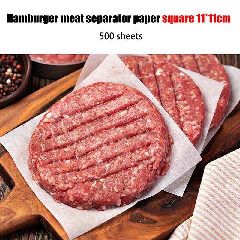 500Pcs 11*11CM Hamburger Patty Square Paper Sheet For Burger Press Baking Cake Baking Separate Frozen Pressed Patties Paper