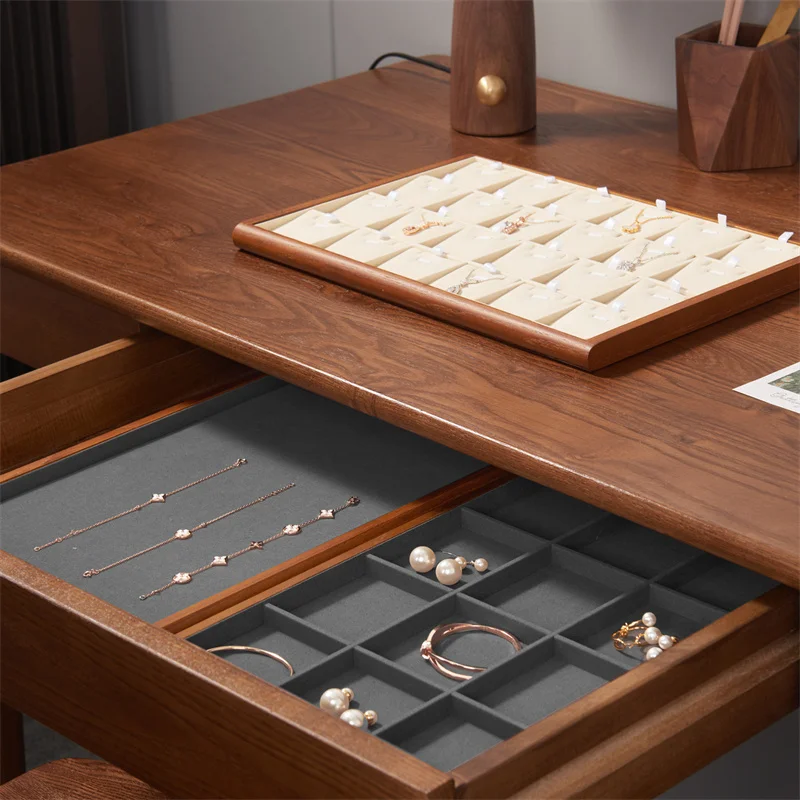 MISHITU خشبية مجوهرات صينية العرض صندوق تخزين أقراط خواتم القلائد أساور مجوهرات حقيبة للتخزين عرض درج منظم #6