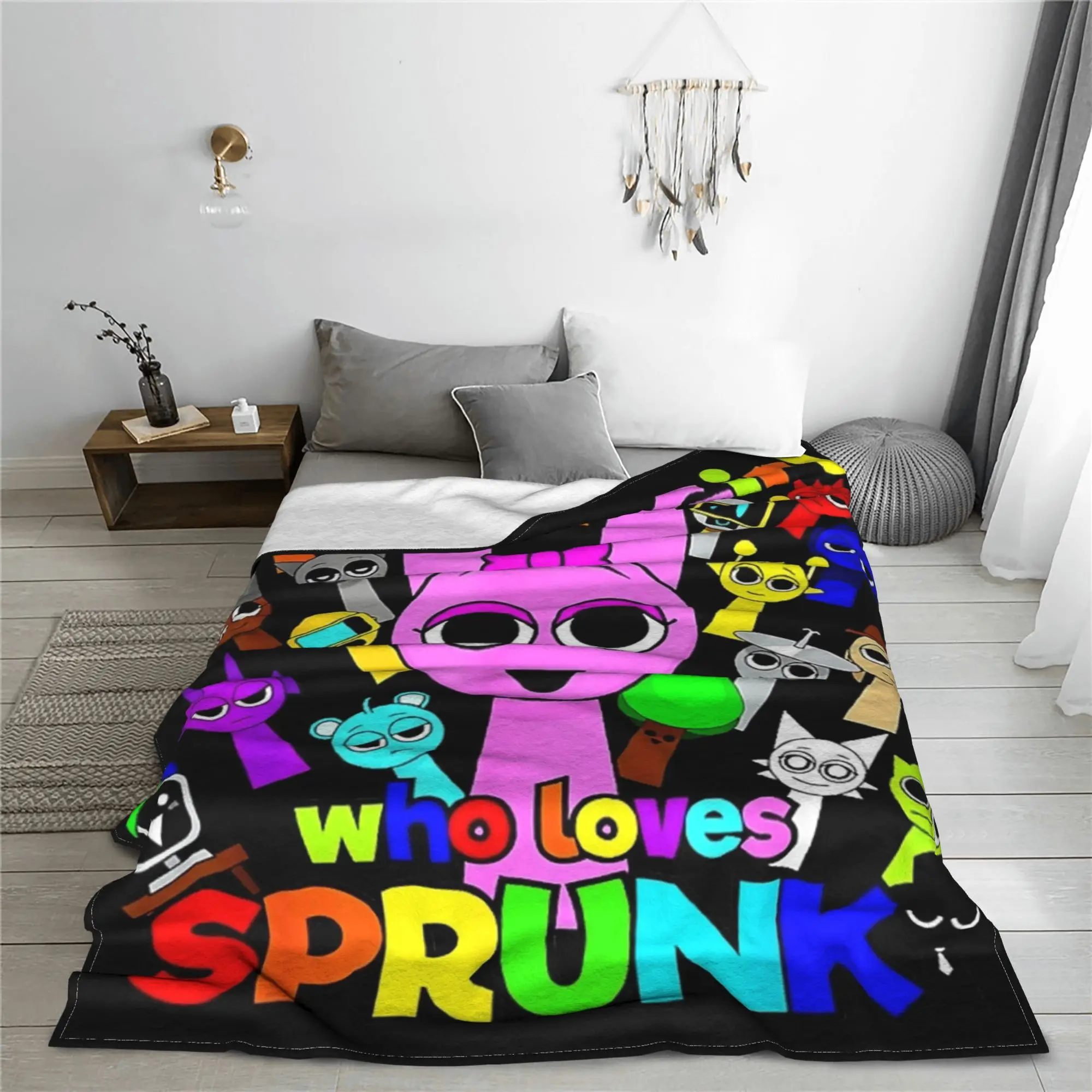 Sprunki Best Beatmaker  Blanket Fleece Autumn/Winter  Breathable Super Warm Throw Blankets for Bedding Office Plush Thin Quilt
