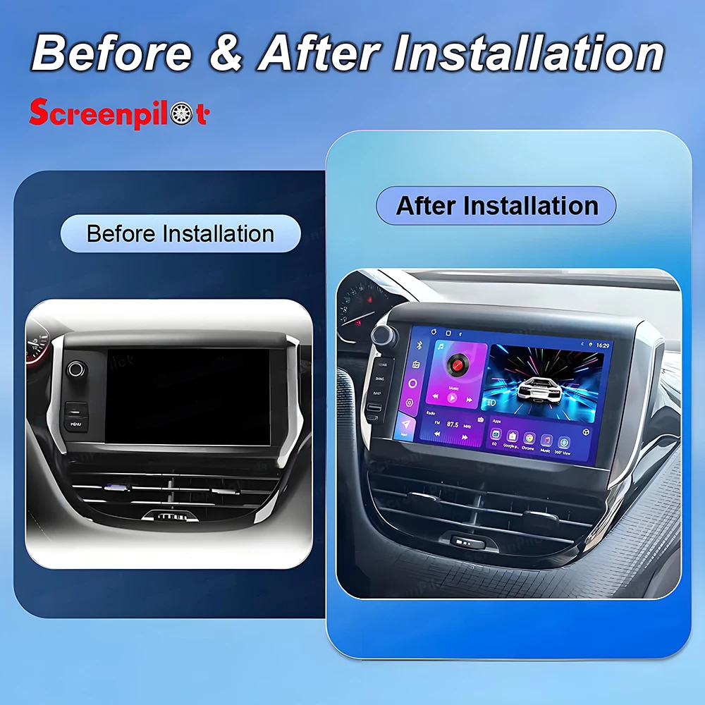 Radio para Auto con Carplay para Peugeot 208 2008 Serie 2012-2018, Navegación GPS Android 16, Unidad Android Auto 4G, Autoradio WiFi, Sin 2din, BT