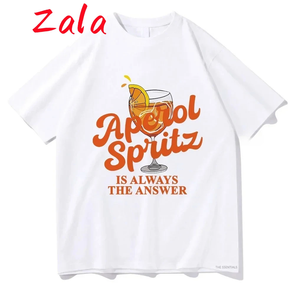 Aperol Spritz Is Always The Answer Printed Women's T-shirt Vintage Tops Streetwear Tshirt Summer Short Sleeved Women's Clothing