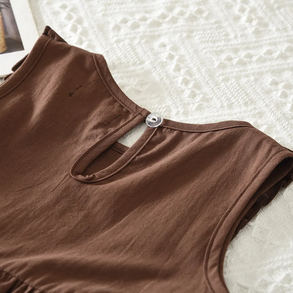 Sommer Neue Süße und Nette Mädchen Casual Kleidung Ärmellose Plissee Weste Kleid für 3-7 Jahre Alt – Detail 5
