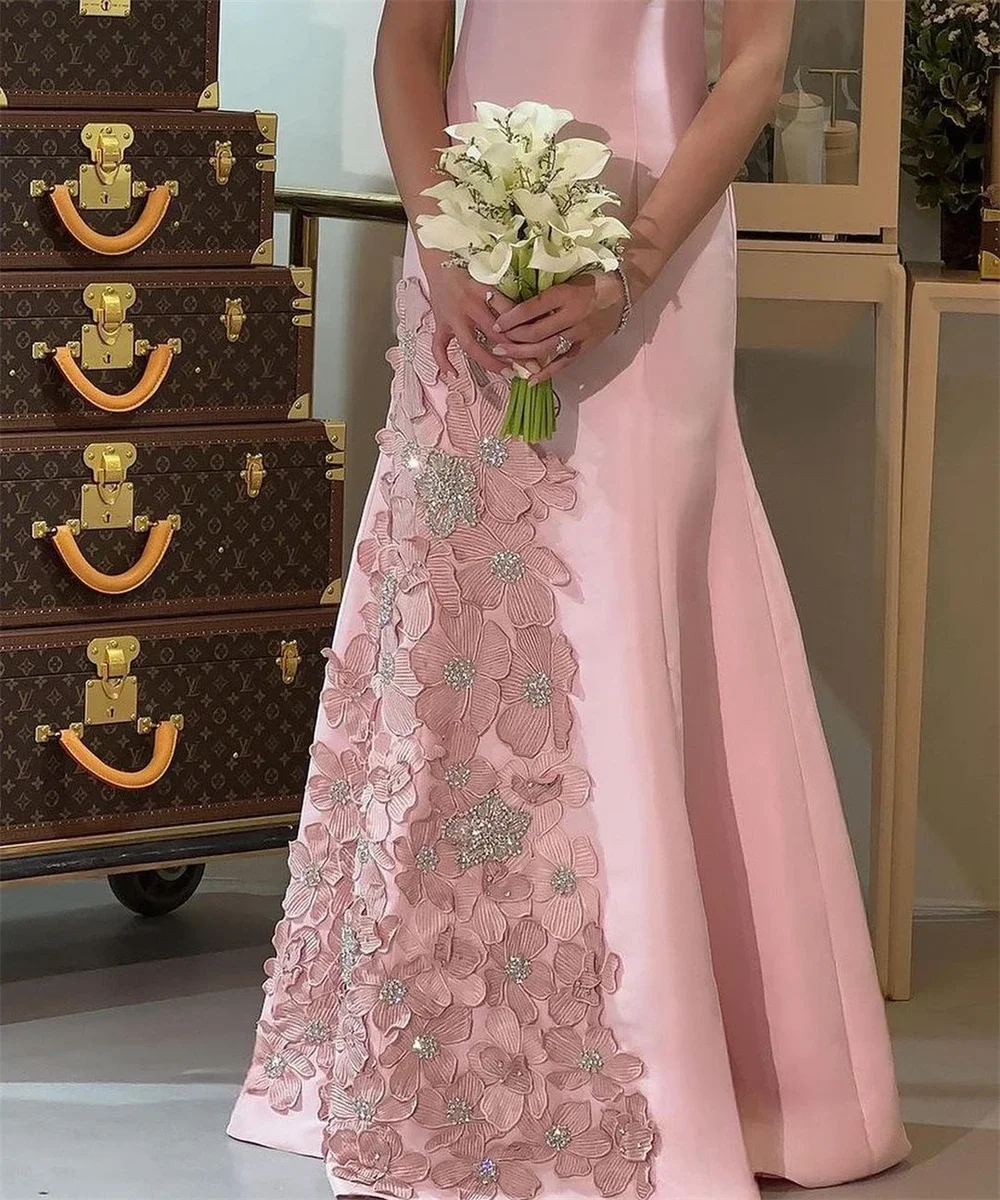 Yipeisha Scoop فسات̄ ntos!! Pescoço Bainha Beads 3D Flores Cetim Ocasião Formal Vestido de Noite Árabe Saudita فستانabaaو3)