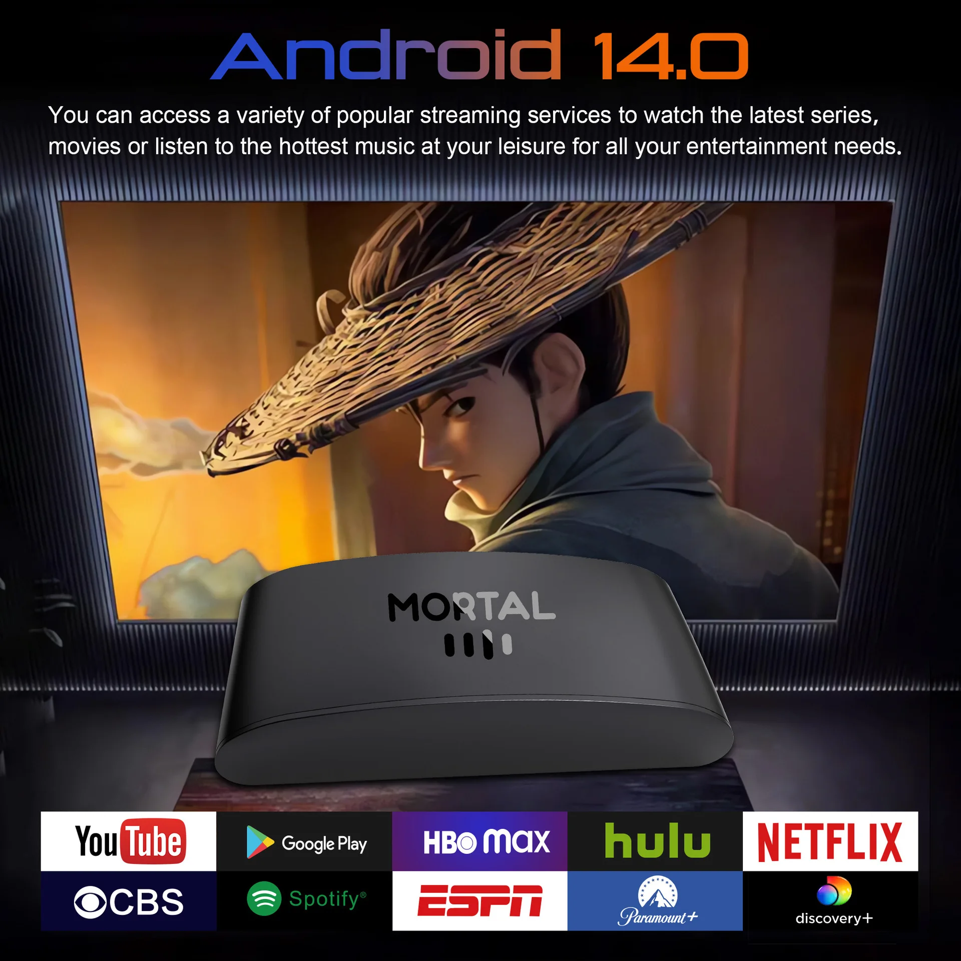 Mortal R1 Ultr Android 14.0 OS Smart TV Box H313 Streaming Media Player Bluetooth Google Assistant Dual Wifi 4K Set Top Box 3D