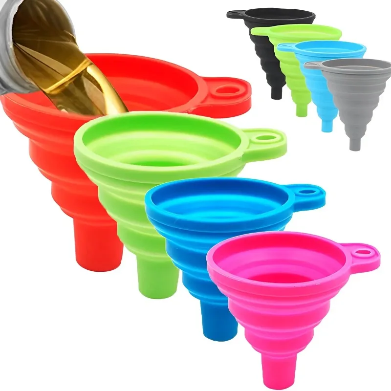 Silicone Foldable Funnel Universal Funnels Beer Oil Liquid Hopper Kitchen Accessories Car Engine Oil Change Funnel