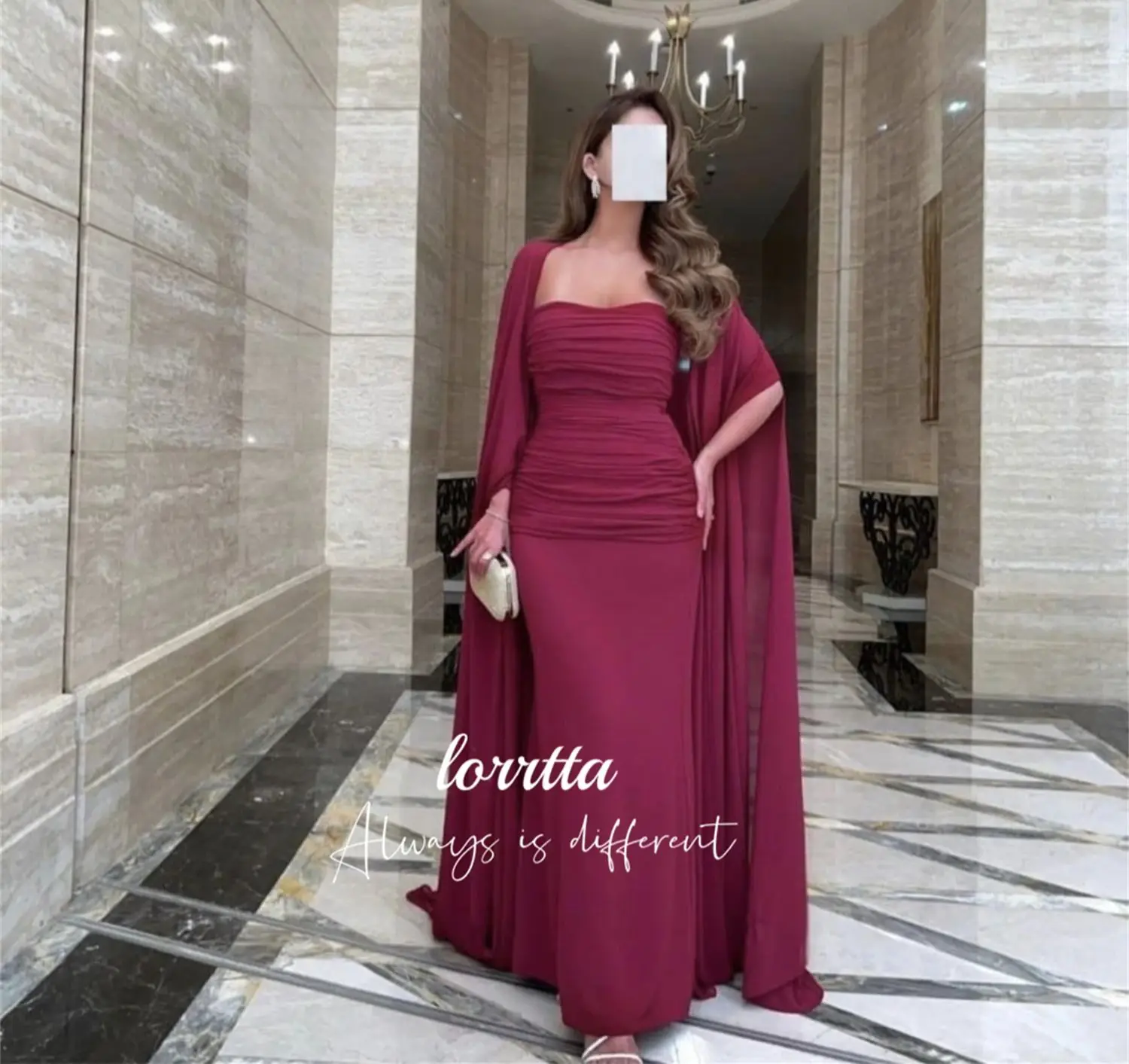 Lorrtta Ball Gown Party Dress Chiffon Graduation Eid Mermaid Grace Deep Red Evening Dresses for Formal Occasions