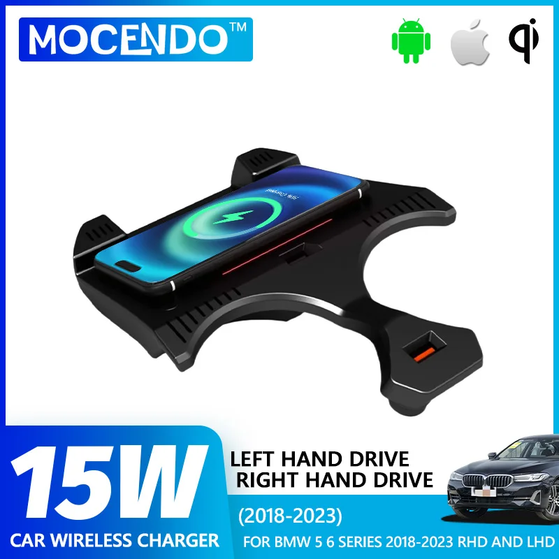 For BMW 5 6 Series G30 G32 G38 2018 2019 2020 2021 2024 Car Wireless Charger Phone Charger 15W Fast Phone Charging Accessories