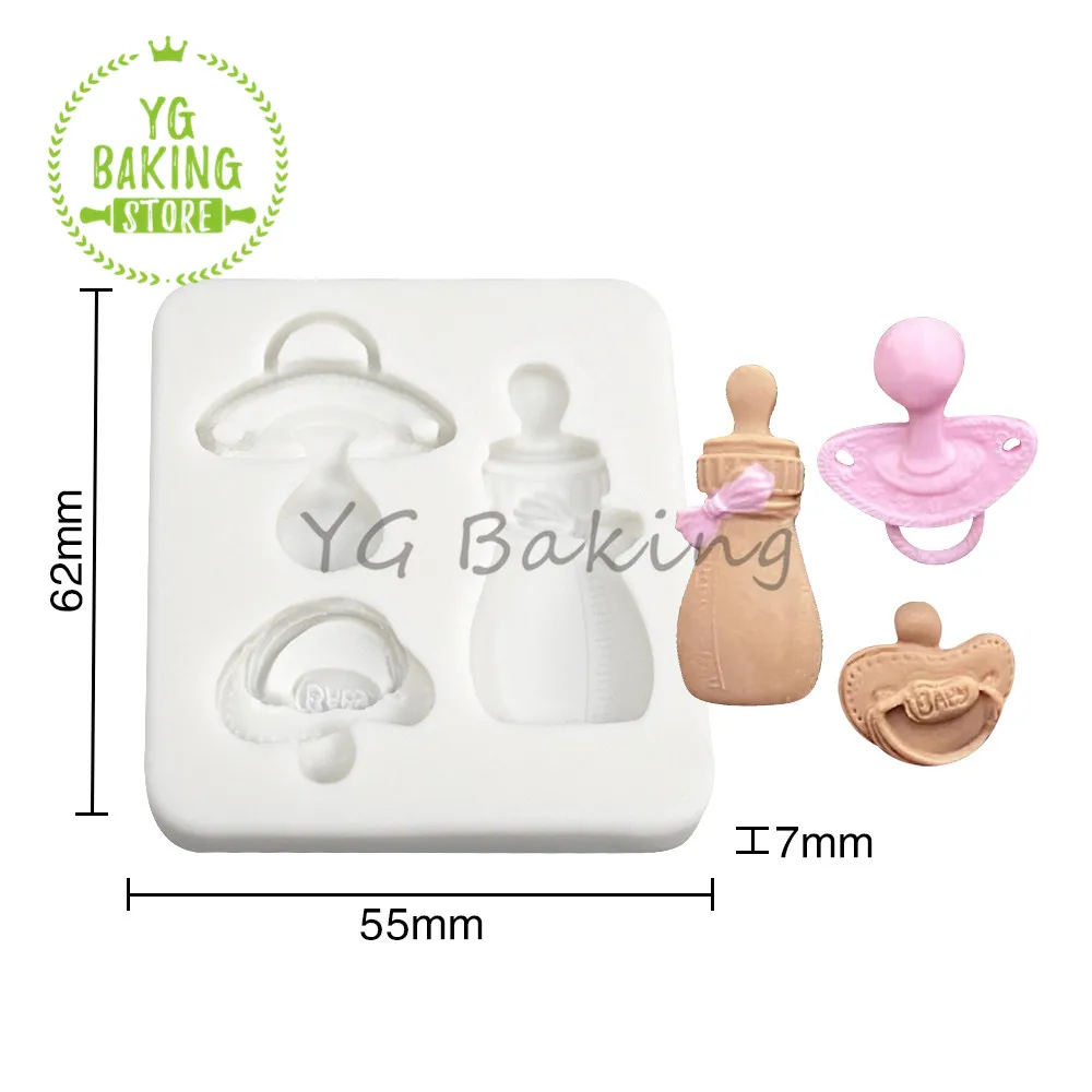 Dorica 3D Baby Pacifier Feeding Bottle Design Silicone Mold Chocolate Fondant Mould DIY Clay Form Cake Decorating Tools Bakeware