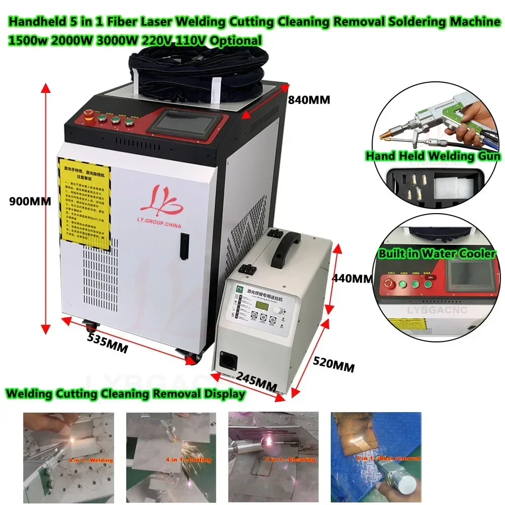 Saldatrice laser a fibra portatile 3000W 5IN1 2000W Saldatura Taglio Pulizia Rimozione ruggine metallo 1000W Saldatore a punti in acciaio Taglierina